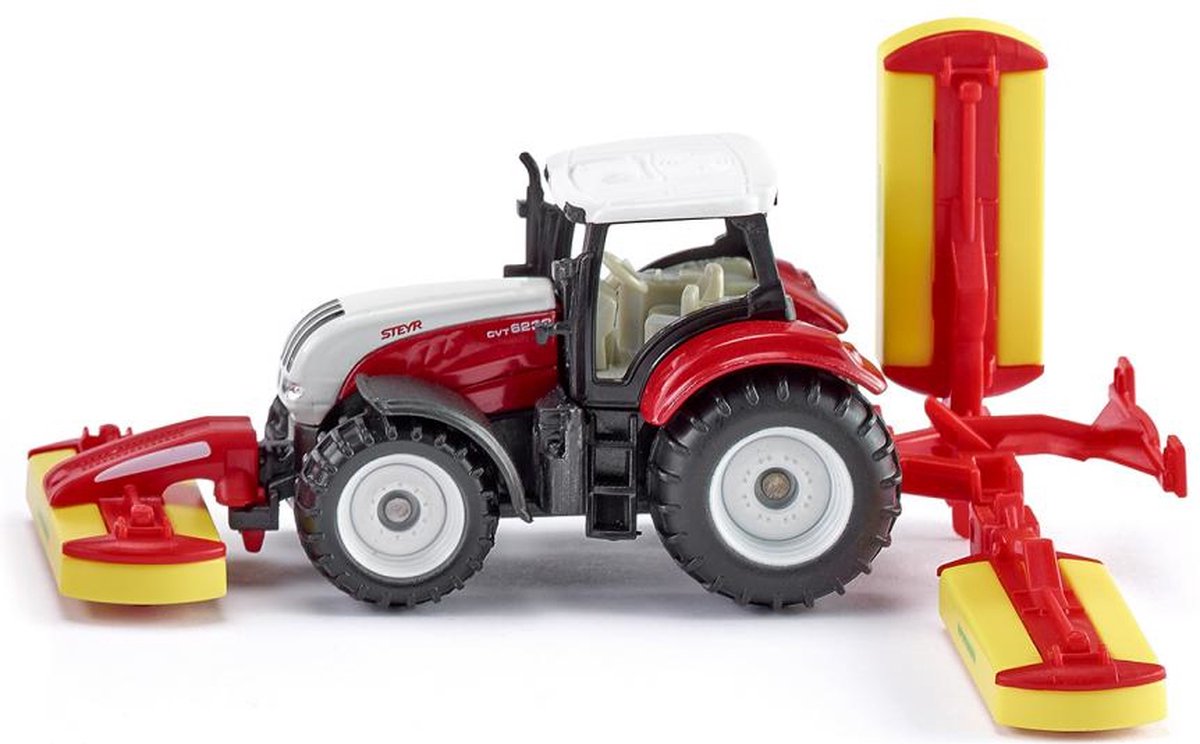 Siku Tractor Steyr Met Pöttinger Maaimachine - Rood