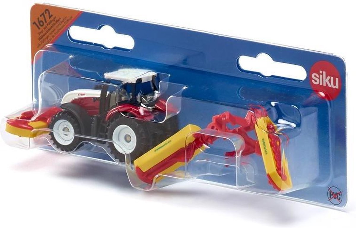 Siku Tractor Steyr Met Pöttinger Maaimachine - Rood
