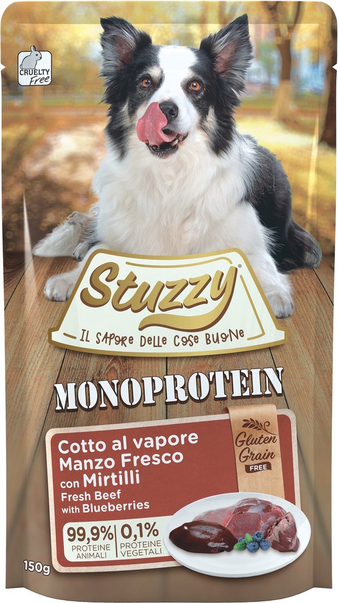 Stuzzy Dog Grain Free Monoprotein Pouch 150 g - Hondenvoer - Rund - Bruin