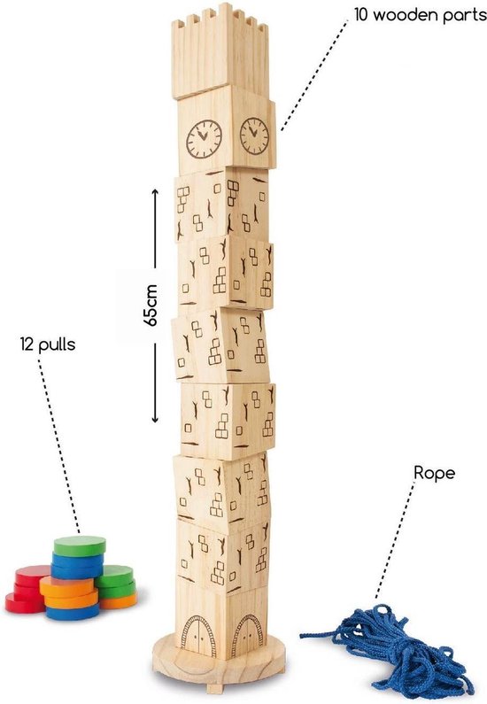 BS Toys behendigheidsspel Tower of Balance 65 cm blank