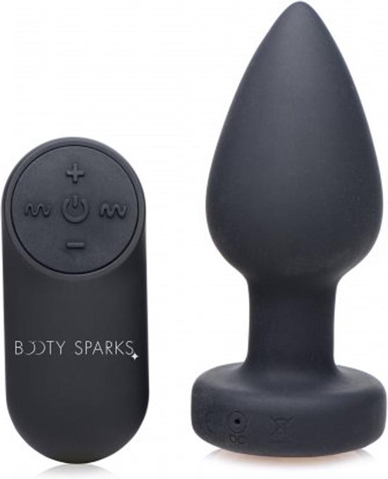 Booty Sparks Vibrerende Buttplug Met LED-licht - Medium - Zwart