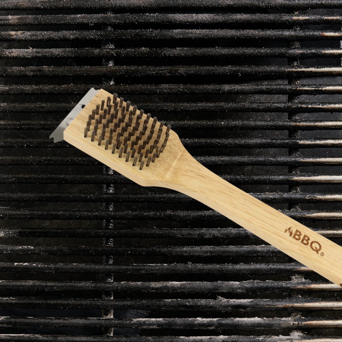 Orange85 Barbecue schoonmaak borstel hout met schraper