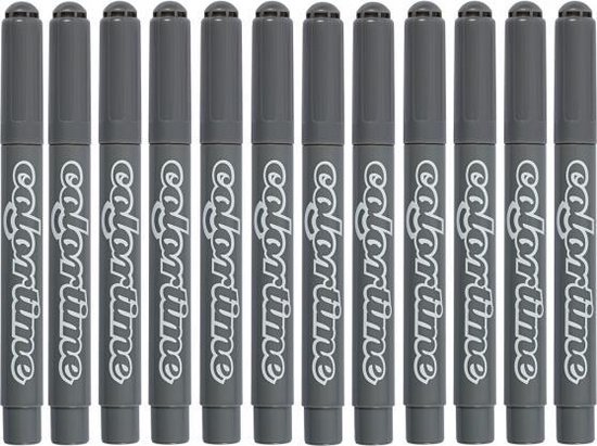Colortime stiften lijndikte 5 mm 12 stuks - Grijs
