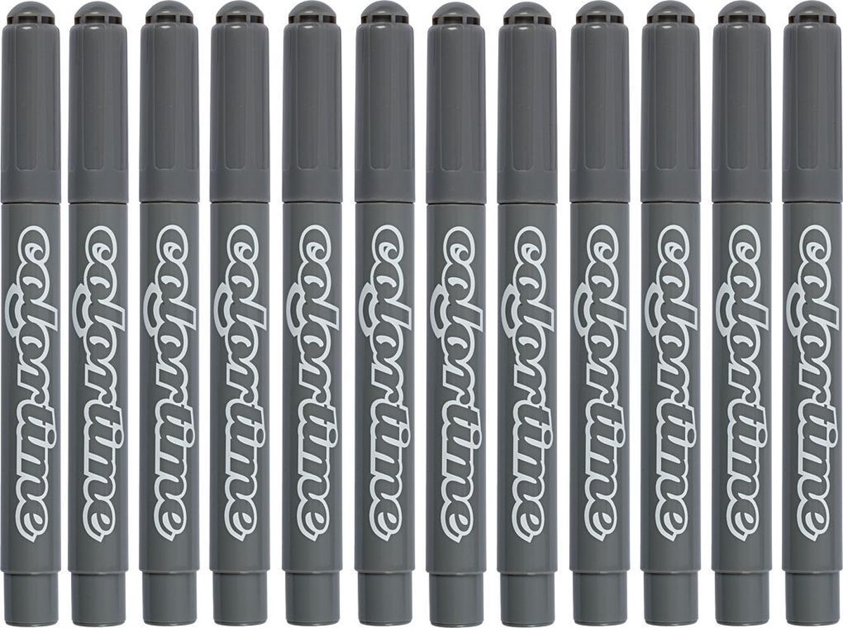 Colortime stiften lijndikte 5 mm 12 stuks - Grijs