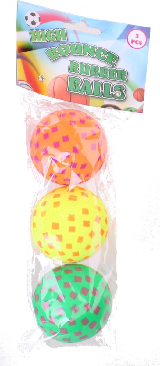 Johntoy High Bounce stuiterballen 6,5 cm 3 stuks