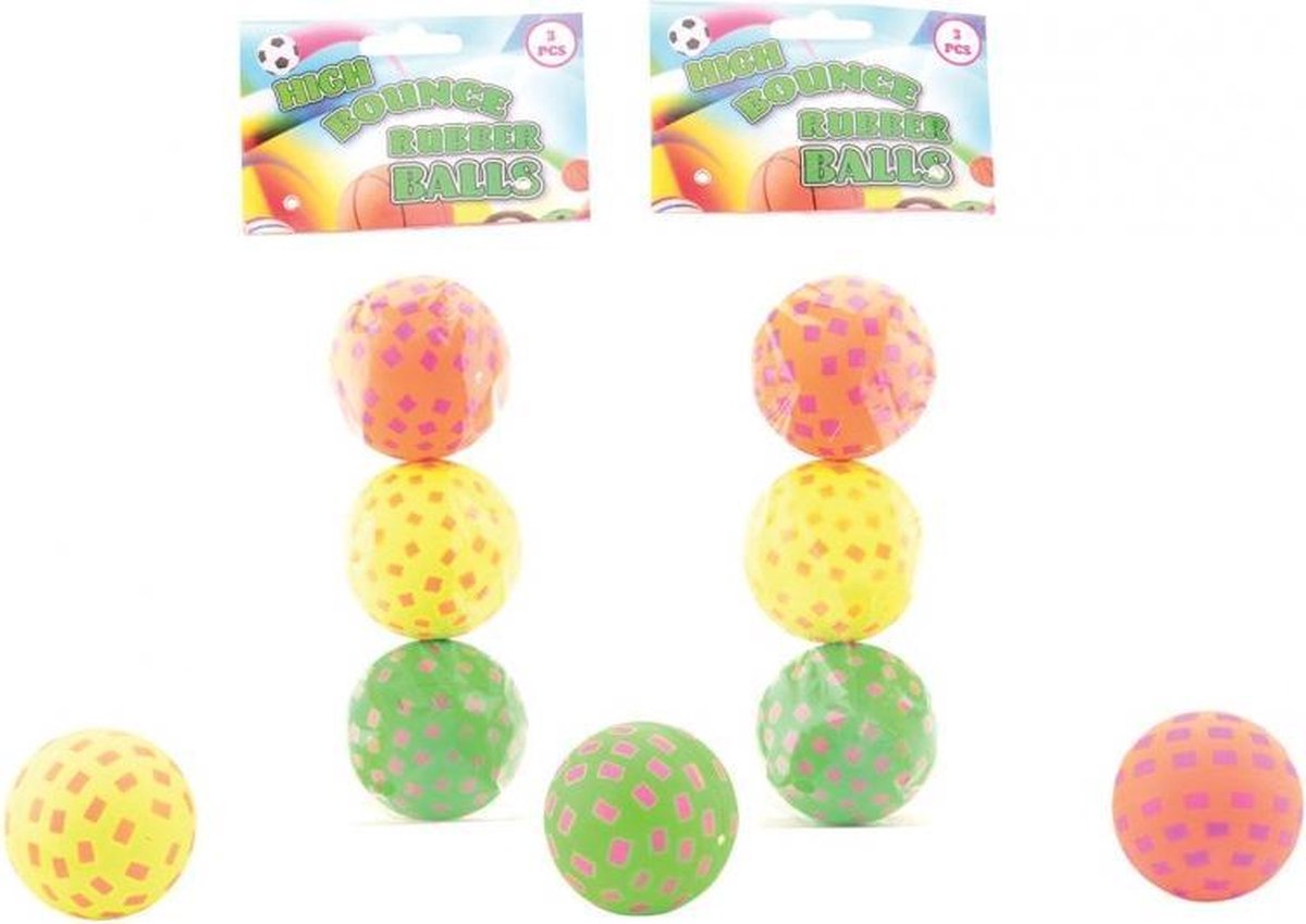 Johntoy High Bounce stuiterballen 6,5 cm 3 stuks