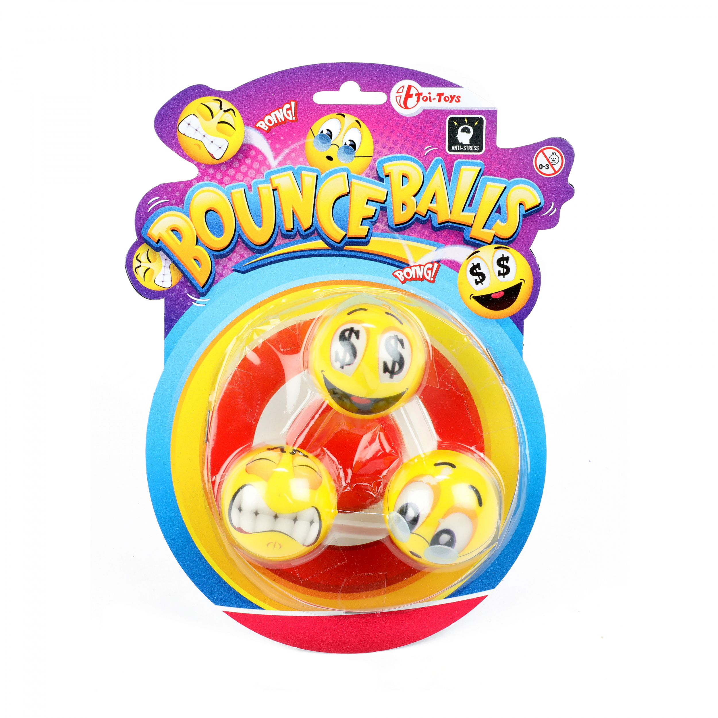 Toi-Toys stuiterbal Bounce Balls 9,5 cm rubber 3 stuks - Geel