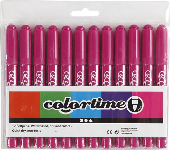 Colortime stiften lijndikte 5 mm 12 stuks - Roze