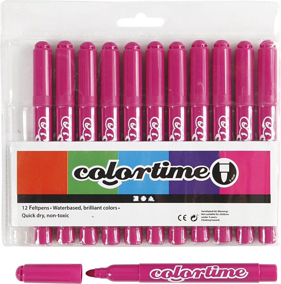 Colortime stiften lijndikte 5 mm 12 stuks - Roze