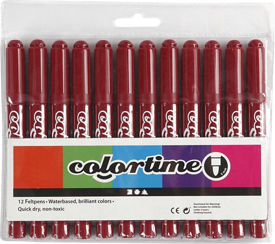 Colortime stiften lijndikte 5 mm wijn 12 stuks - Rood