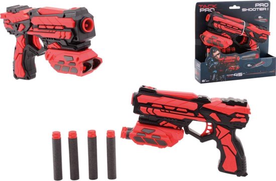 Tack Pro pistool Shooter I junior 18 cm zwart/ 7-delig-delig - Rood