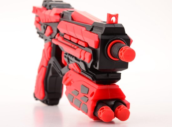 Tack Pro pistool Shooter I junior 18 cm zwart/ 7-delig-delig - Rood