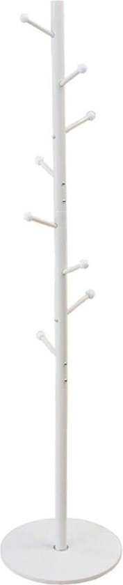 Gerimport Staandete Metalen Kapstok - 173cm hoog met 8 Haken - Garderobe organizer - Tijdloos/Modern/Trendy/Industrieel - Wit