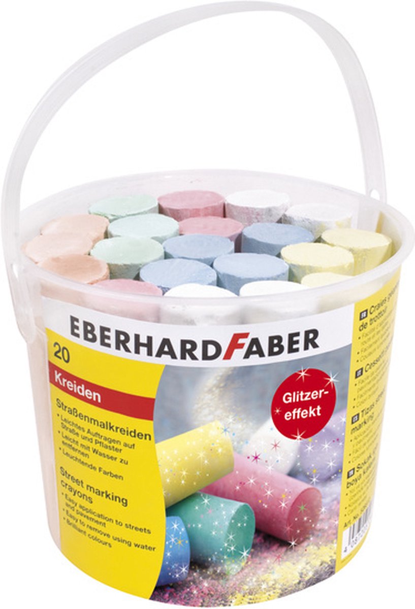 Eberhard Faber Stoepkrijt glitter 20 stuks in emmer