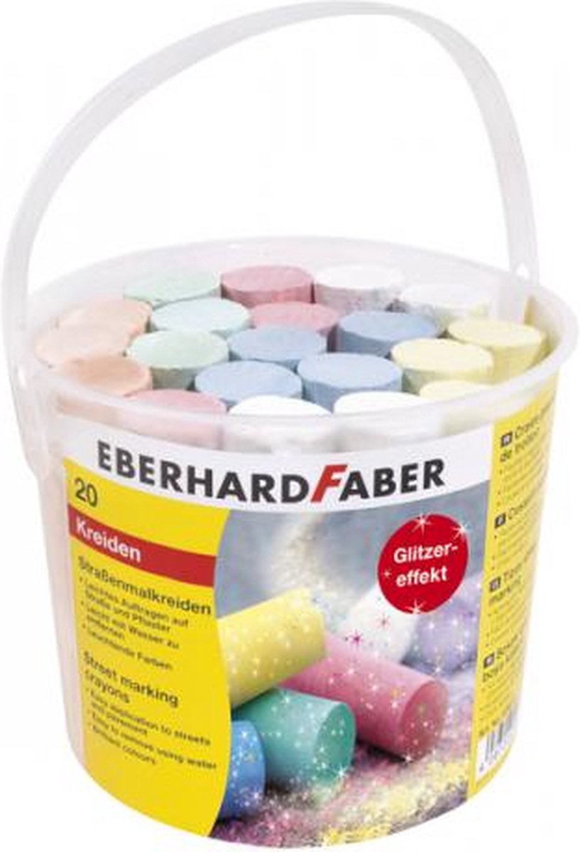 Eberhard Faber Stoepkrijt glitter 20 stuks in emmer
