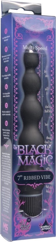 Doc Johnson Black Magic - 7 Inch Ribbed Vibe - Zwart