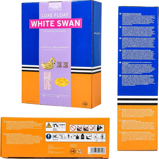 Feestbazaar Swim Essentials luchtbed zwaan 160 x 130 x 67 cm vinyl - Wit