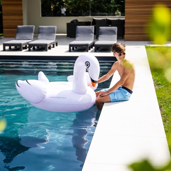 Feestbazaar Swim Essentials luchtbed zwaan 160 x 130 x 67 cm vinyl - Wit