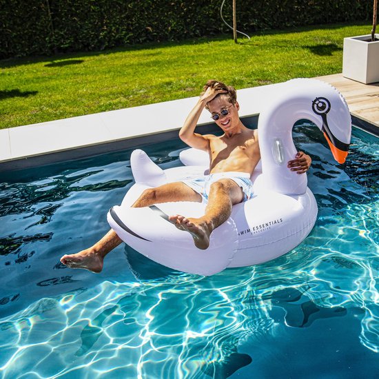 Feestbazaar Swim Essentials luchtbed zwaan 160 x 130 x 67 cm vinyl - Wit