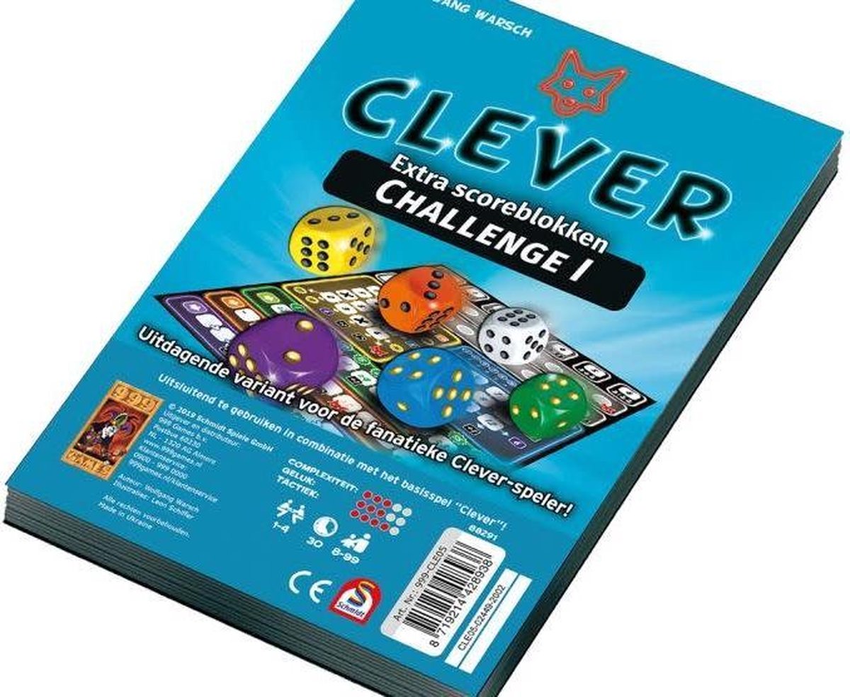 999Games 999 Games dobbelspel Clever Challenge Scoreblok