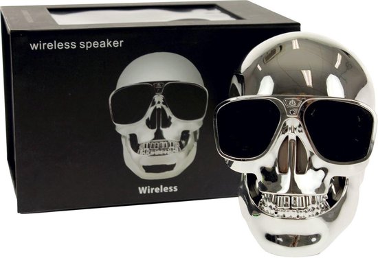 United Entertainment speaker Skull bluetooth 13 cm staal zilver - Silver