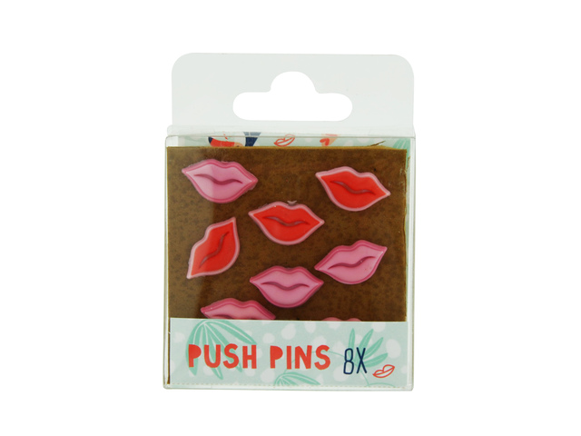 Kangaro Pushpin Palms&Pizza Lippen. Setje van 8 stuks "push pins" in de vorm van lippen.