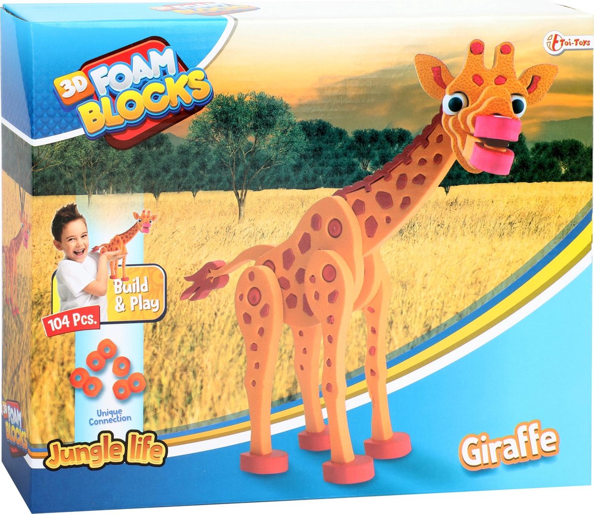 Toi-Toys 3D puzzel giraffe junior 31,5 cm foam 104-delig - Oranje