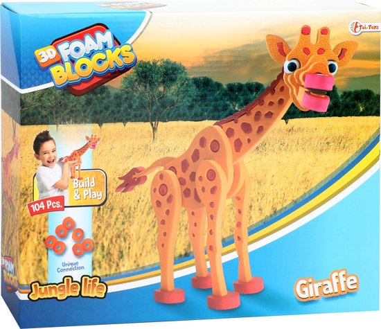 Toi-Toys 3D puzzel giraffe junior 31,5 cm foam 104-delig - Oranje