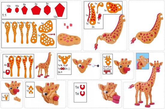 Toi-Toys 3D puzzel giraffe junior 31,5 cm foam 104-delig - Oranje