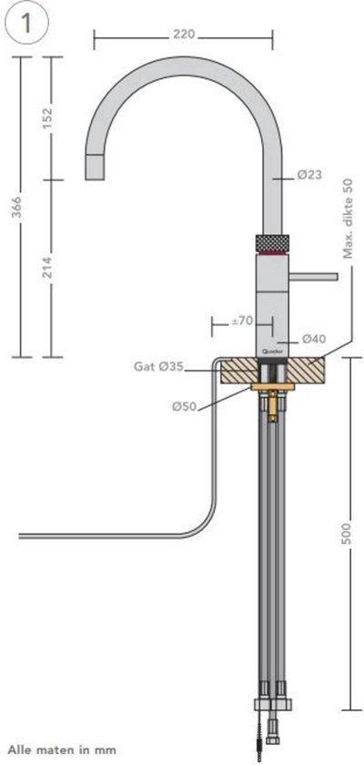 Quooker Fusion Round RVS met PRO3 boiler 3-in-1 kokend water kraan