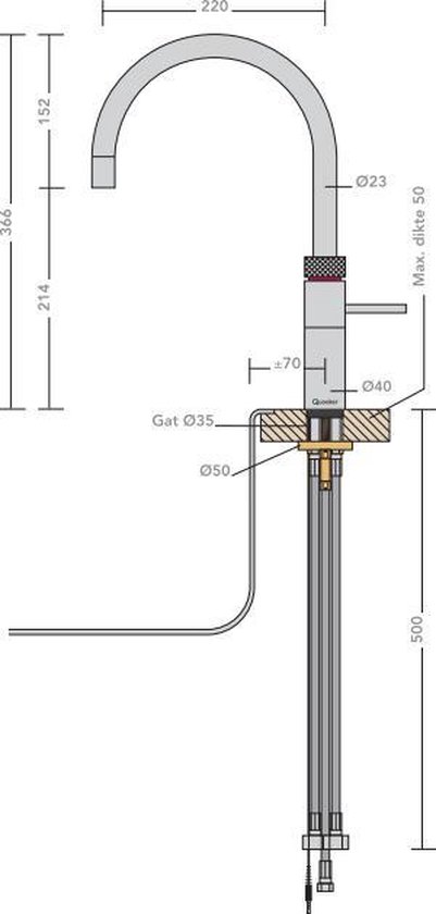 Quooker Fusion Round RVS met PRO3 boiler 3-in-1 kokend water kraan