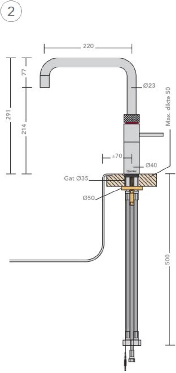 Quooker Fusion Square met PRO3 boiler 3-in-1 kokend water kraan - Zwart