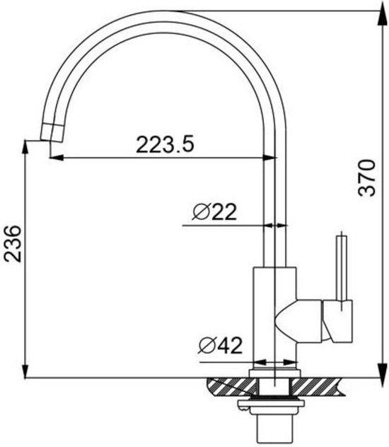 Saqu Classic Round Keukenkraan hoog gebogen uitloop RVS