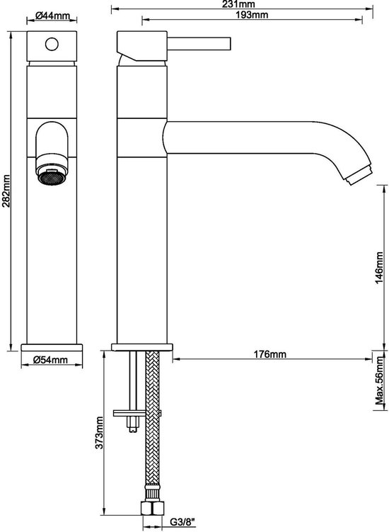 Saqu Eengreeps Keukenmengkraan Geborsteld staal