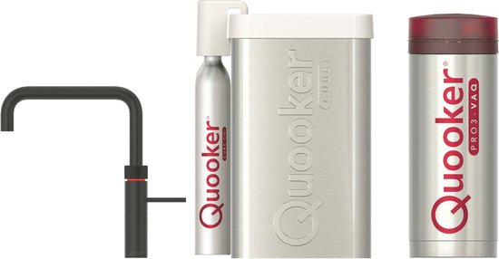 Quooker Fusion Square met PRO3 boiler en CUBE reservoir 5-in-1 kokend water kraan - Zwart