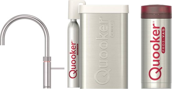 Quooker Fusion Round RVS met PRO3 boiler en CUBE reservoir 5-in-1 kokend water kraan