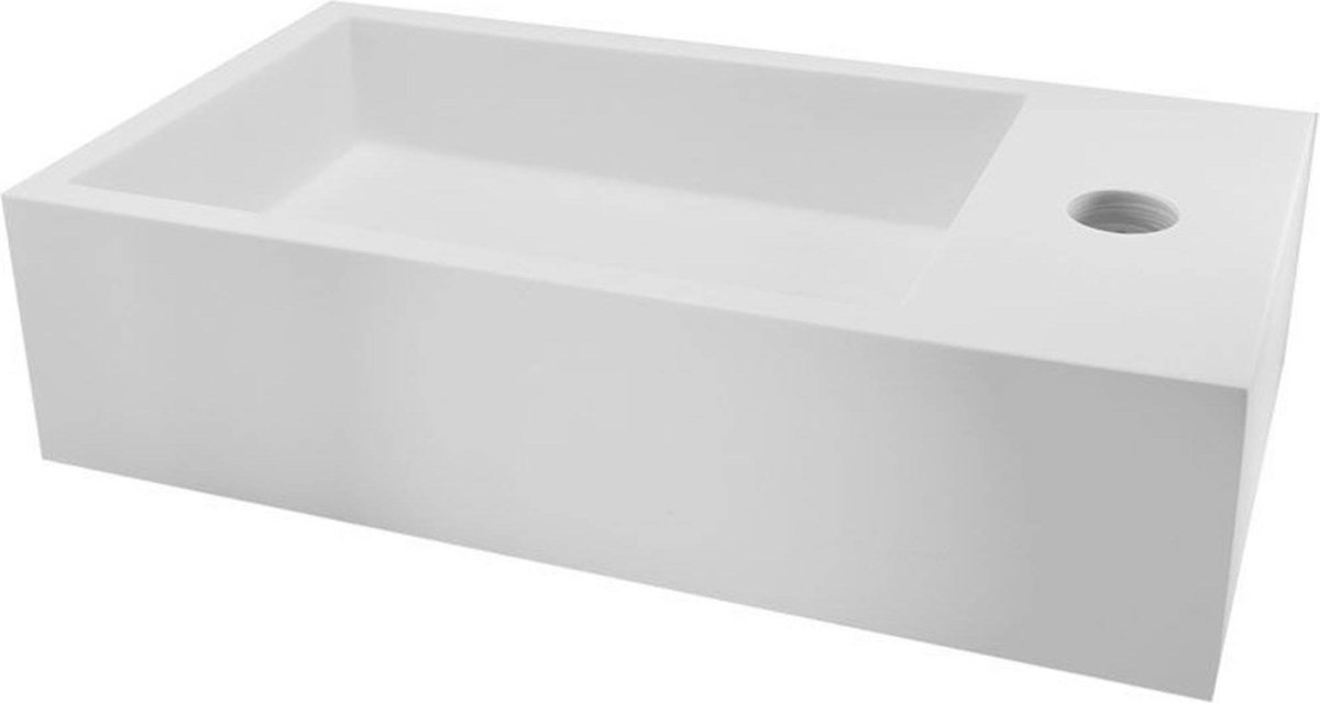 Saqu Deluxe Fonteintje Rechts 40x22cm Solid Surface Mat - Wit