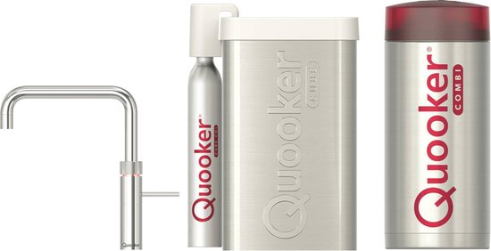 Quooker Fusion Square Chroom met COMBI boiler en CUBE reservoir 5-in-1 kokend water kraan