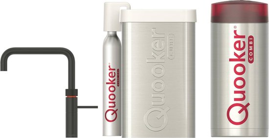 Quooker Fusion Square met COMBI+ boiler en CUBE reservoir 5-in-1 kokend water kraan - Zwart