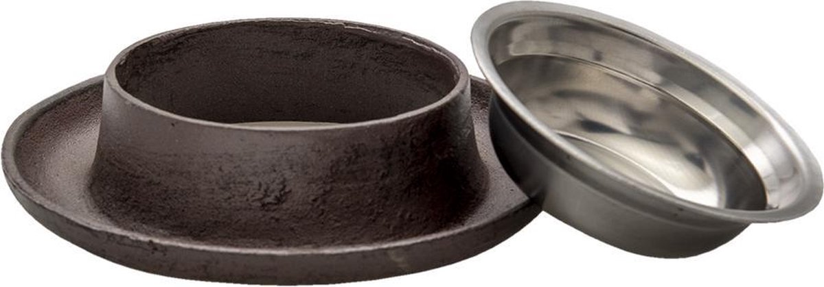 Clayre & Eef - dieren voerbak Ø 22*5 cm - chocola - ijzer - rond - 6Y3672 - Bruin