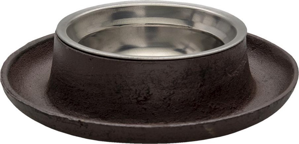 Clayre & Eef - dieren voerbak Ø 22*5 cm - chocola - ijzer - rond - 6Y3672 - Bruin