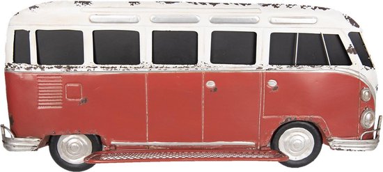 Clayre & Eef Wanddecoratie bus - 89*15*40 cm - rood - ijzer - bus - - 5Y0518