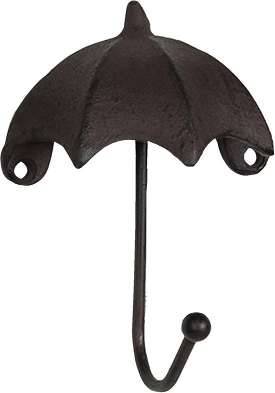 Clayre & Eef - wandhaak paraplu 10*5*13 cm ijzer - paraplu - 6Y3058 - Bruin