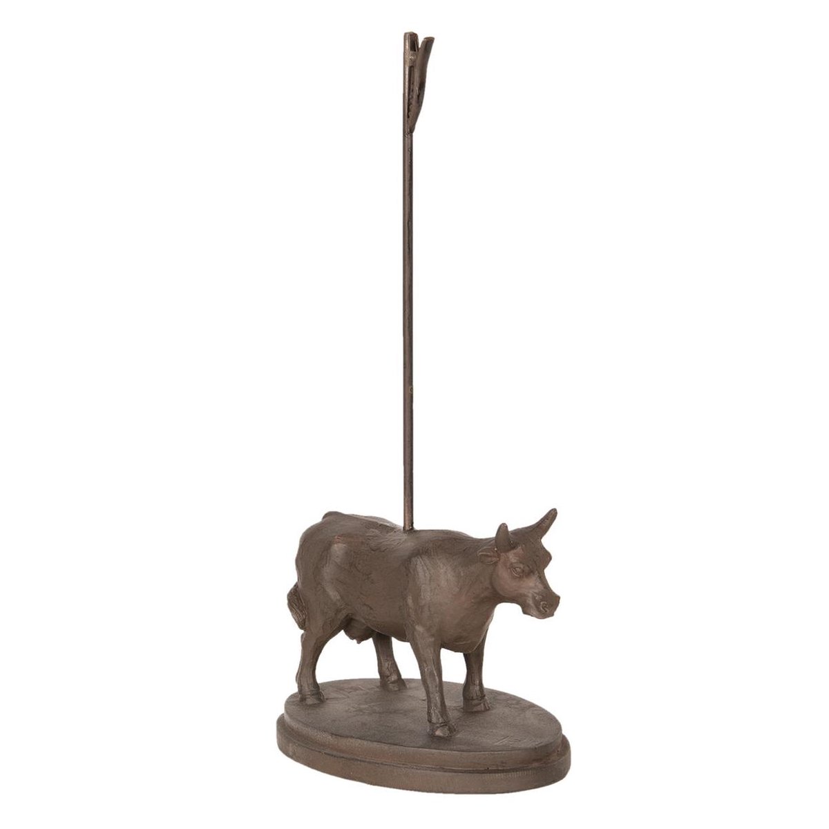 Clayre & Eef Kaarthouder koe - 9*12*29 cm ijzer - kaarthouder - koe - - 6Y3371 - Bruin