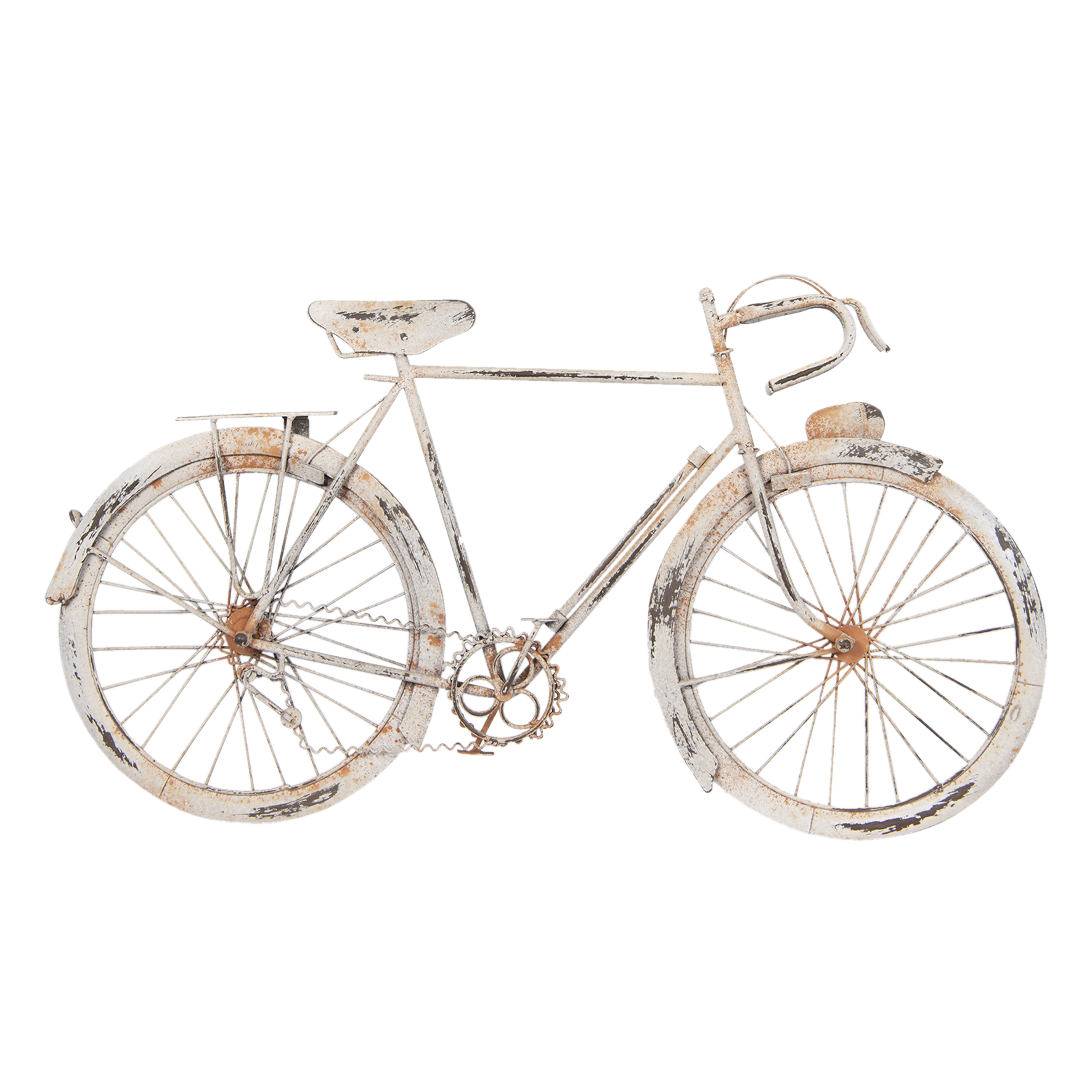 Clayre & Eef Wanddecoratie fiets - 62*34*5 cm - wit - ijzer - fiets - - 5Y0514