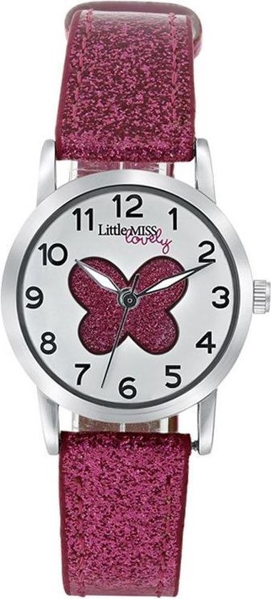Lucardi Little Miss Lovely horloge met roze glitter band