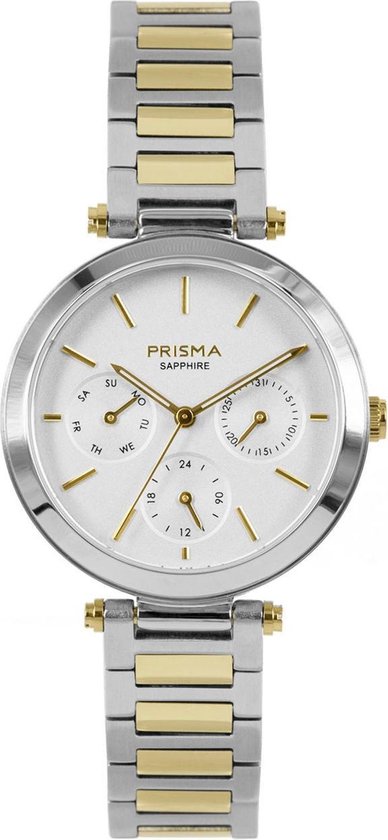 Prisma P.1342 Horloge Multifunctioneel staal zilver- en goudkleurig 32 mm