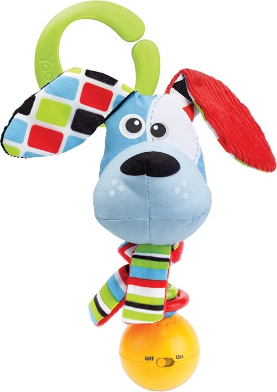 Yookidoo rammelaar Shake Me Rattle Dog 16 cm pluche lichtblauw