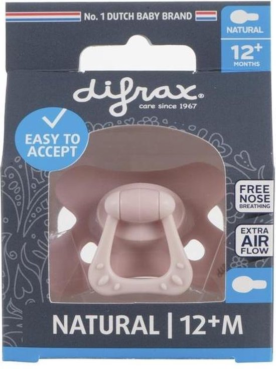 Difrax Fopspeen 12-18 maanden Natural Pure | Blossom - Roze