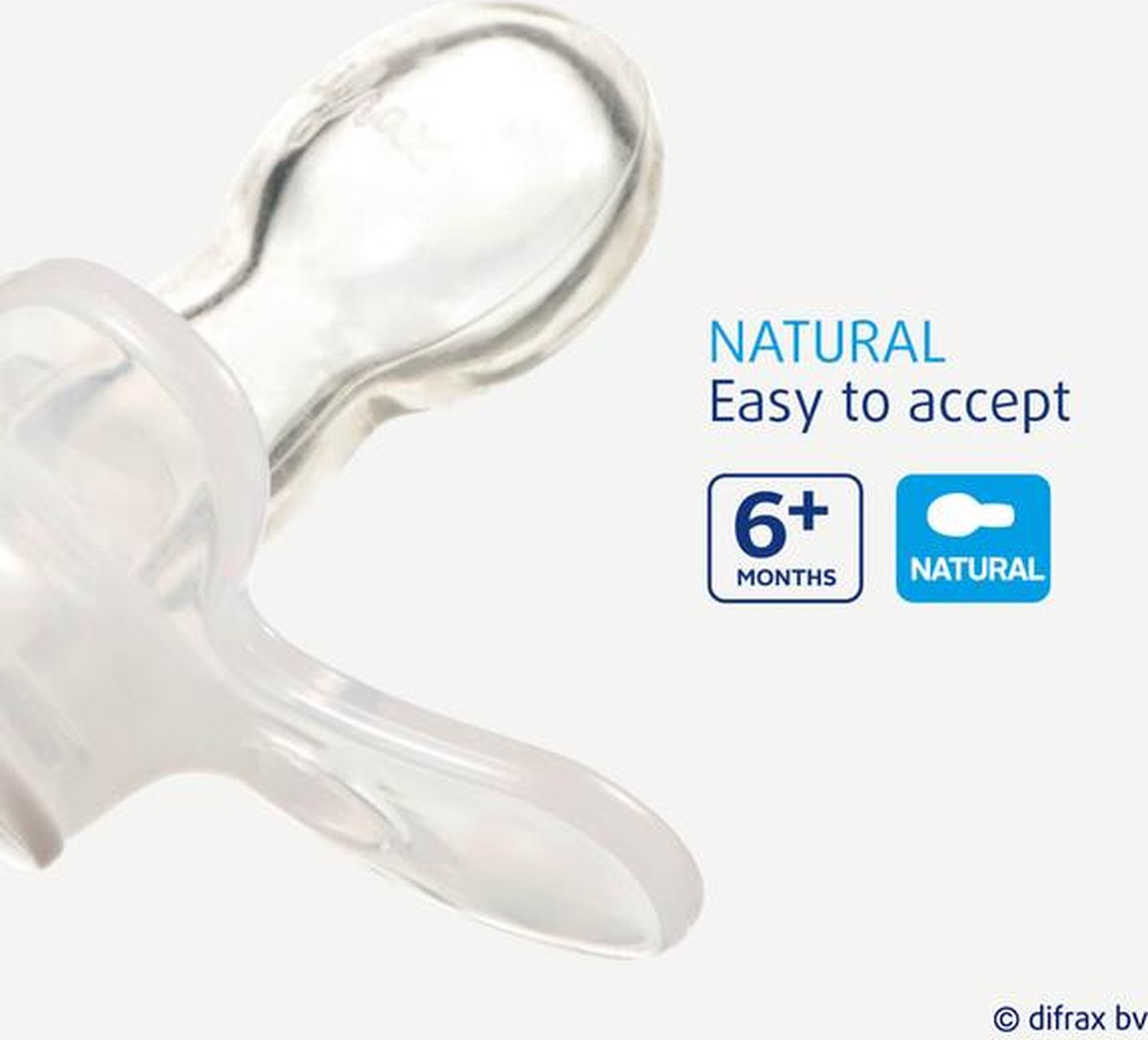 Difrax Fopspeen 6-12 maanden Natural Pure | Blossom - Roze
